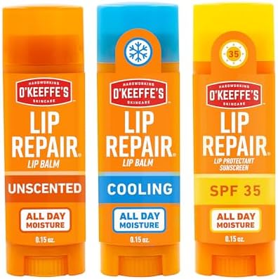O'Keeffe's Lip Repair Lip Balm Set for Dry, Cracked Lips - Stick (Pack of 3: ...
