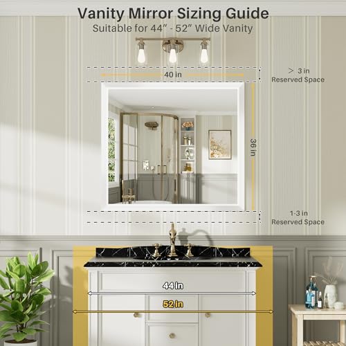 40x36 Inch White Bathroom Mirror for Wall, Thick Metal Framed Rectangle Mirrors for Over Sink, Bedroom, Living Room, Entryway, Anti-Rust, HD Tempered Glass