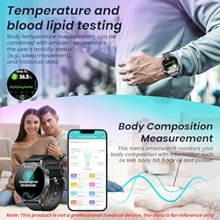Orologio Smartwatch Uomo Cardiofrequenzimetro Orologi: 1.56" AMOLED Intelligenti Watch con ECG HRV Sonno 𝐆li𝐜𝐞𝐦𝐢𝐚 Pressione Sanguigna SOS Pulsante Torcia LED Sportive Compatibile iOS e Android
