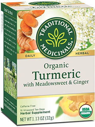 Traditional Medicinals Organic Turmeric with Meadowsweet & Ginger Herbal Tea, Supports Healthy Response to Inflammation, (Pack of 3) - 48 Tea Bags Total