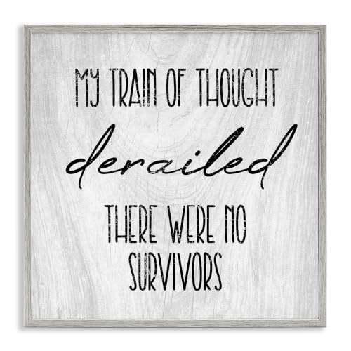Train of Thought Witty Quote Rustic, 17 x 17 Inch Framed Giclée Print