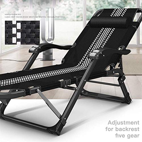 Chaise Longue Pliante Noire et Transat de Jardin Inclinable Multi-Positions
