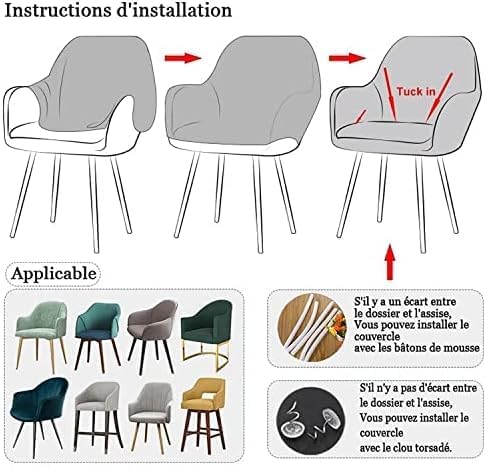Fundas para Sillas De Comedor con Brazos Respaldo Cubiertas Sillas 6Pack Gris, Elásticas Modernas Butacas Salón Oficina Cocina Cubiertas Sillas Protectoras