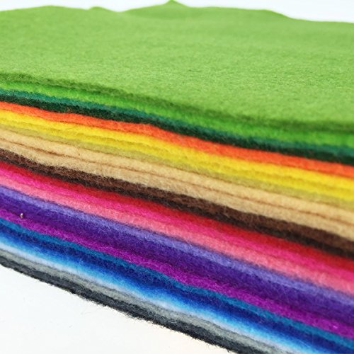 Image of flic-flac 28pcs 12 x 8 inches (30cmx20cm) 1.4mm Thick Soft Felt Fabric Sheet Assorted Color Felt Pack DIY Craft Sewing Squares Nonwoven Patchwork (Pack of 2)