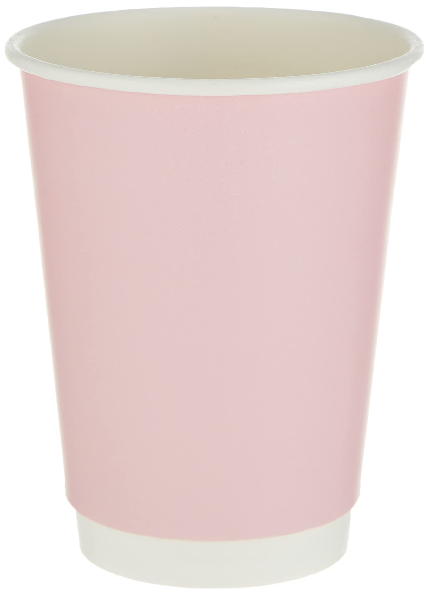 SNH Packing Disposable Double Wall Paper Coffee Cups 25-Pack, 12 oz Capacity, Pink