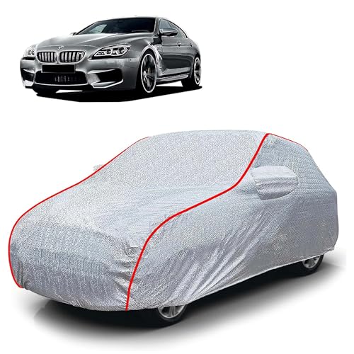 Image of Sulfar 100% Waterproof Car Body Cover Compatible with Mirror for BMW ML (Triple Stitched, Full Bottom Elastic, Magic Silver with Red Piping)
