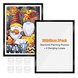 GHHKUD 2er Set Diamond Painting Rahmen, Diamant Painting Bilderrahmen, Magnetischer Rahmen für Diamant Painting Bilder 30x40cm Diamant Malerei Leinwand - Schwarz (Innenmaß: 24,6x34,6cm)