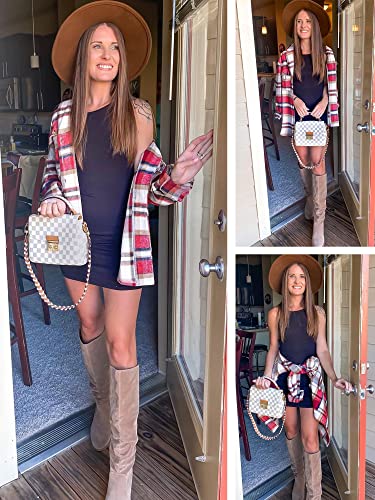 GRAPENT Womens Plaid Flannel Shacket Jacket Button Down Shirt Jackets Long Sleeve Coats3