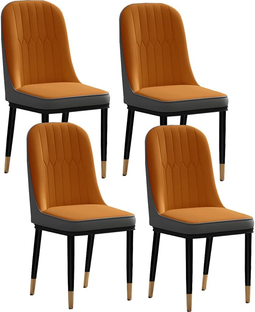 Chaises de salle à manger en cuir synthétique gris et finitions métal design