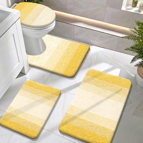 OLANLY Bathroom Rugs Sets 4 piece, Soft Microfiber Absorbent Bath Mat