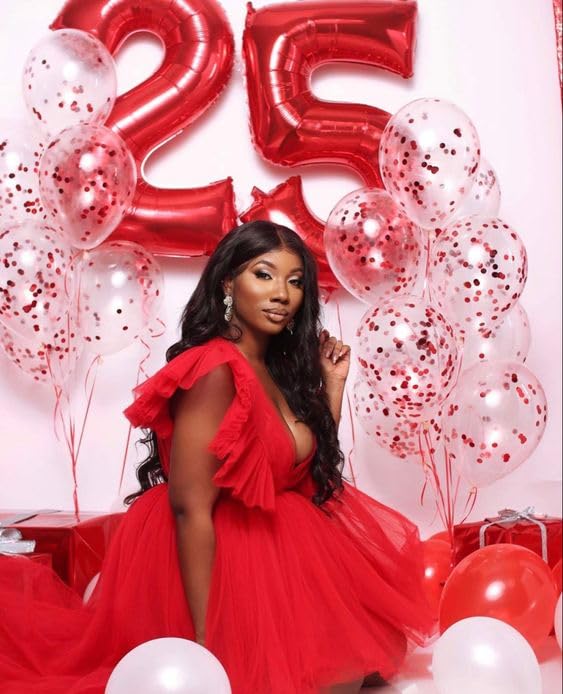 Image of Red Number 2 Balloon 40 Inch, 2nd Birthday Decoration, Sparkling 2 Number Balloon Party Decor