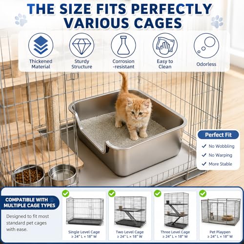 Arenero para gato de acero inoxidable con entrada baja miniatura 7