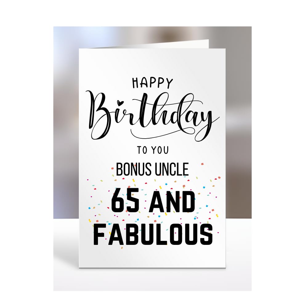 65th Birthday Card for Bonus Uncle, Happy Birthday, Gifts for Men or Women, Presents for Christmas, 65 and fabulous, 65 years old, Greetings Card, A5-102e_34