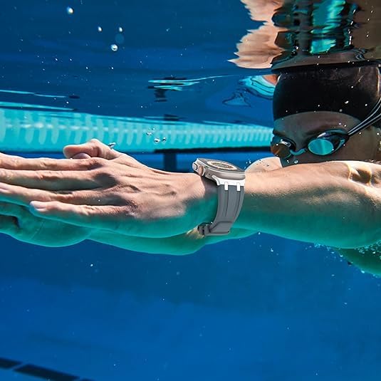 Image of Compatible Apple Ultra Watch Band 49mm 45mm 44mm 42mm Liquid Silicone Design Strap with Stainless Steel Adapter for iWatch SE Series 9 8 7 6 5 4 3 2 and Ultra for Men and Women