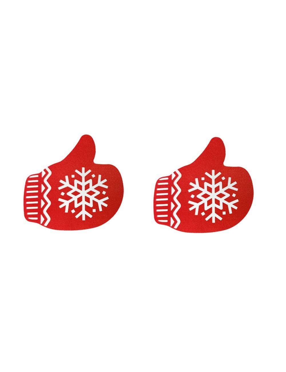 2x Christmas Theme Sexy Breast Pasties, Reusable Adhesive Nipple Covers Stickers
