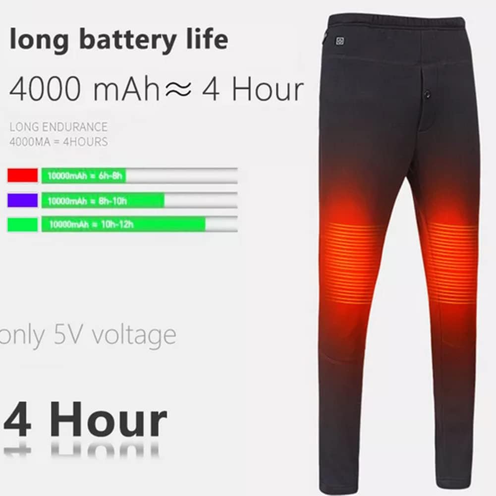HSQSMWJ Thermal Pants Long Electrical Heated Pants For Men 2 Heating Zones Washable Thermal Legging Trousers