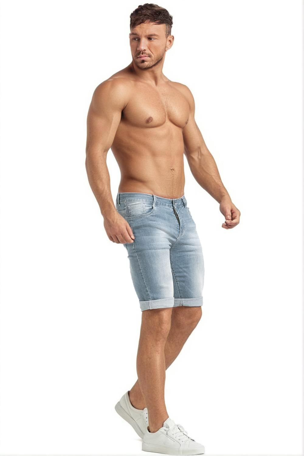 GINGTTO Pantalones Cortos Hombre Slim Fit Elastico Vaqueros Ajustado