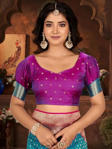 Image of Mehrang Women's Pure Kanjivaram Silk Saree Banarasi Silk Wedding Sarees for Women with Blouse Piece