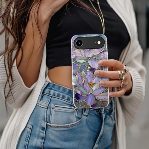 Image of Goodon for iPhone Air Case Cute - Wireless Charging Compatible - Dual-Layer Hard Shell + Silicone Cover - Protective Phone Case with Trendy Designs for Women - Abstract Lotus