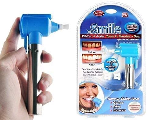Cazuela Luma Smile Tooth Polisher + Cleaner + Whitener and Tooth Stain Remover Product with 5 Rubber Cups and LED Light for Men & Women Good Smile