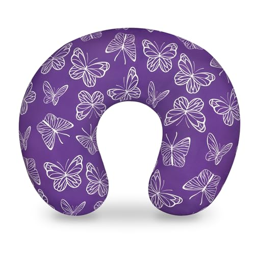 Nursing Pillow Cover, Breastfeeding Pillow Cover for Baby Girls Boys, Soft Stretchy Nursing Pillowcase for Infant Newborn, Removable Slipcover for Nursing Pillows, Purple Butterfly(Only Cover)