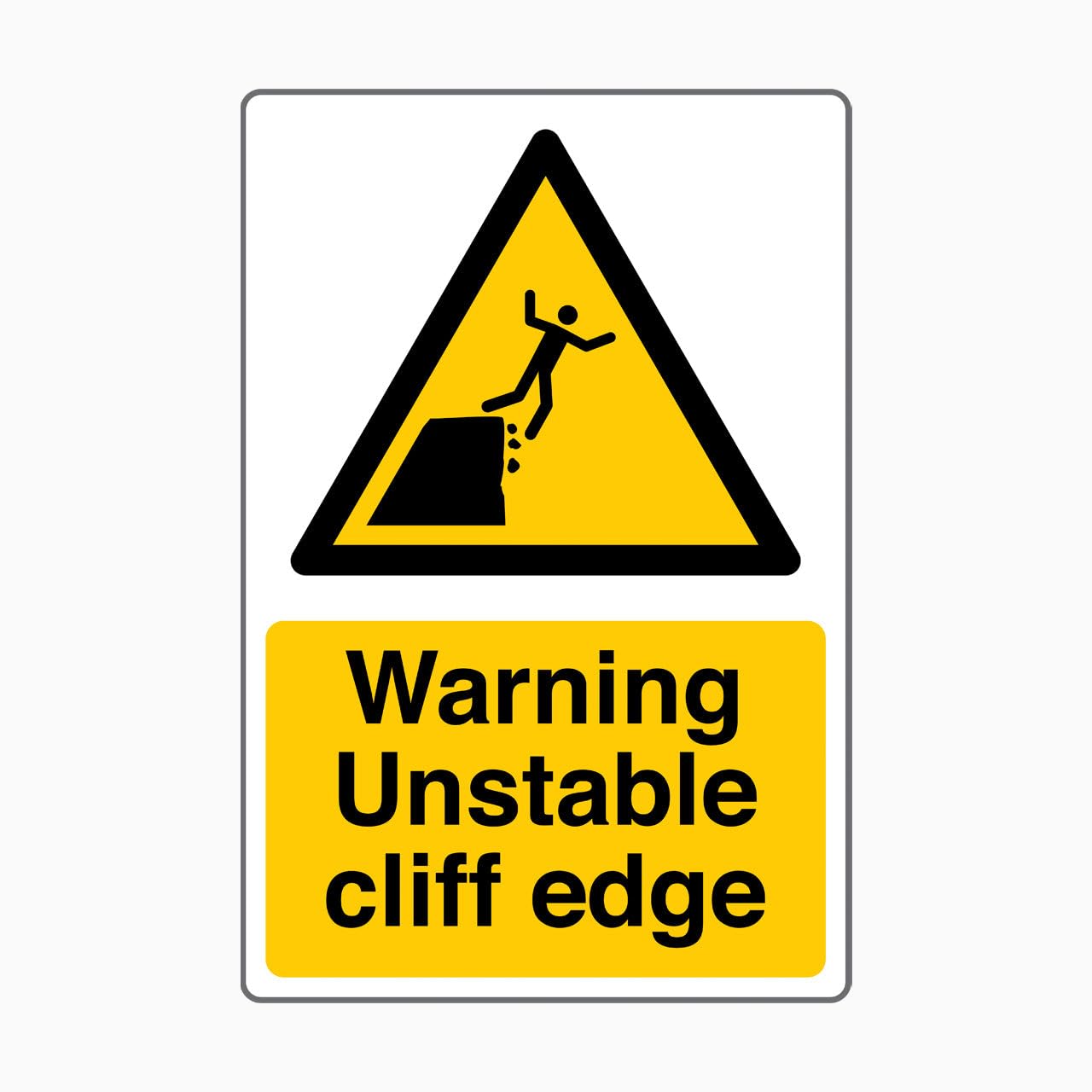 Warning Unstable Cliff Edge Sign Warning Metal Tin Sign 8 x 12 inch for Industrial & Commercial Series