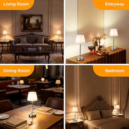 LUTEC Cordless Table Lamp, Battery Operated Lamp with 3 Color Temps and Stepless Dimming, 5200mAh Portable Rechargeable Table Lamp for Restaurant/Bedroom/Bars/Outdoor (Silver) by LUTEC - Used condition - Image 7