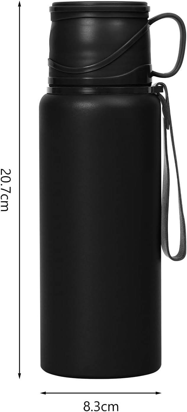 600 ml Double wall vacuum Leakproof stainless steel wide mouth insulated water bottle,tea tumbler with tea strainer,cup and lid; travel coffee thermoses hot drinks,cold thermal flask