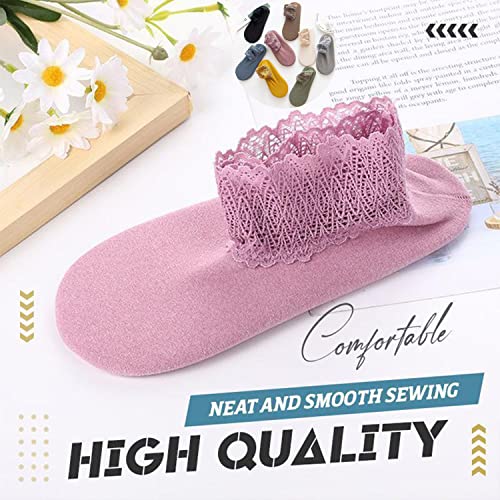Jfxgjuv Lilyrhyme Fashion Lace Warmer Socks, Women Lace Frilly Socks Lilyrhyme Lace Socks Ankle Socks Ruffle Frilly Cotton Socks (4 Pairs A)4