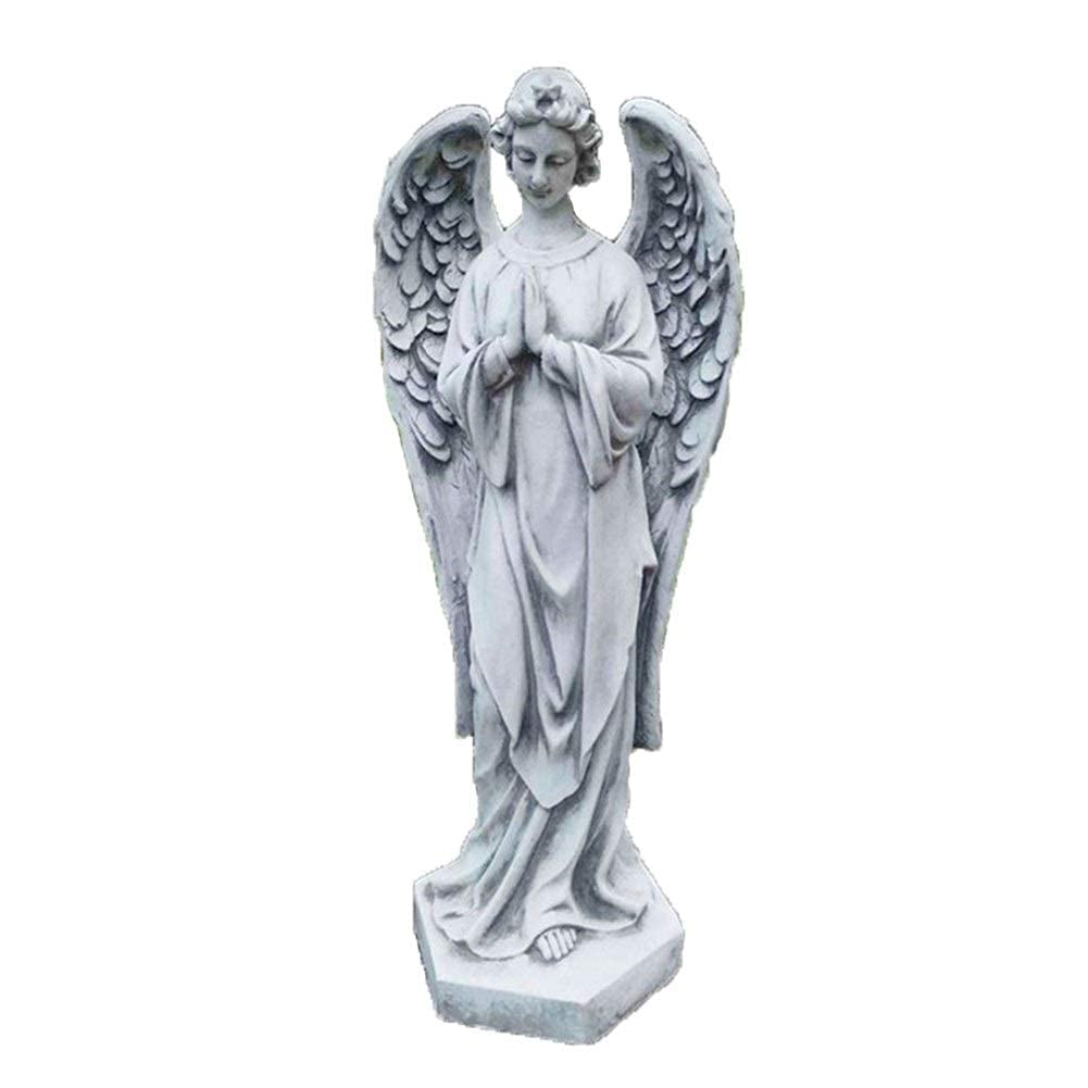 Vmxlso Statue da Giardino Esterno Angelo, Angioletto per Cimitero, Statue da Giardino di Angeli Solari, Impermeabile Angelo Della Preghiera per Davanzale, Cortile, Patio, Bianco
