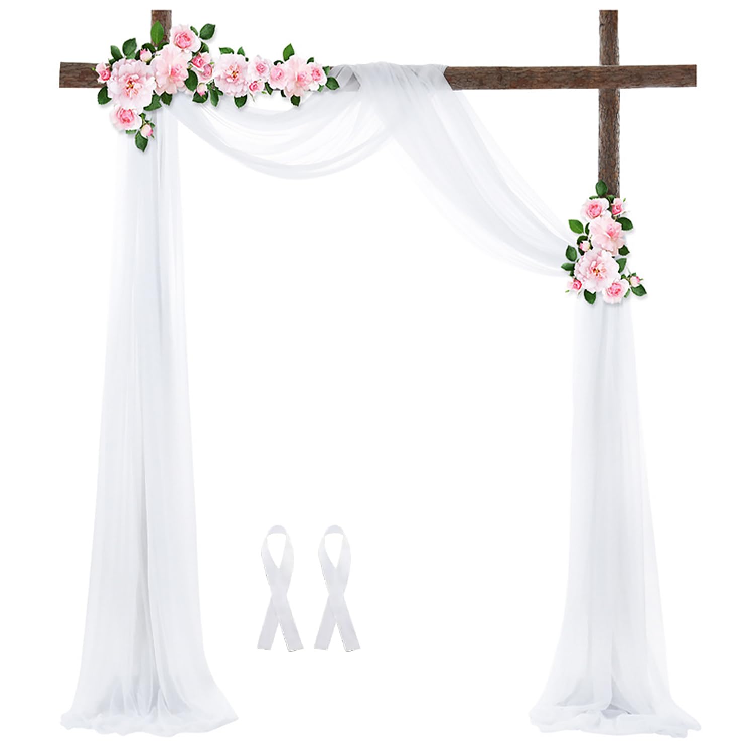 FBDSUFH Cortina Decorativa con Arco Boda, Cortina para Bodas, Panel Cortina Arco de Boda, Tela Drapeada de Gasa, Tela de Tul Decorativa de Arco, para Decoración de Bodas, Fiesta (75 x 550cm Blanco)