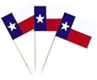 JAVD 100 Pcs Texas Flag Texas State Toothpick Flags Texas Mini Stick Cupcake Toppers - Texas Flag Toothpicks for Cake, Cocktail, Food Bar, Celebration Decoration