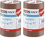 tesa Basic Pack Verpackungsklebeband, 3 Stück, Braun (Packung mit 2)