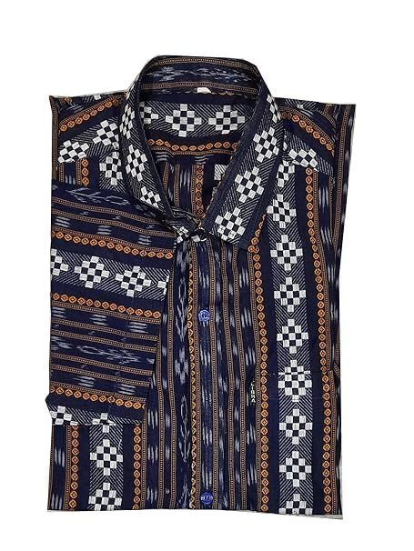Image of Odisha Handloom 100% Pure Cotton unstitched Sambalpuri Pasapali Shirt fabric for Men /Boys Odisha Traditional kurta Soft & Breathable Natural Cotton fabric