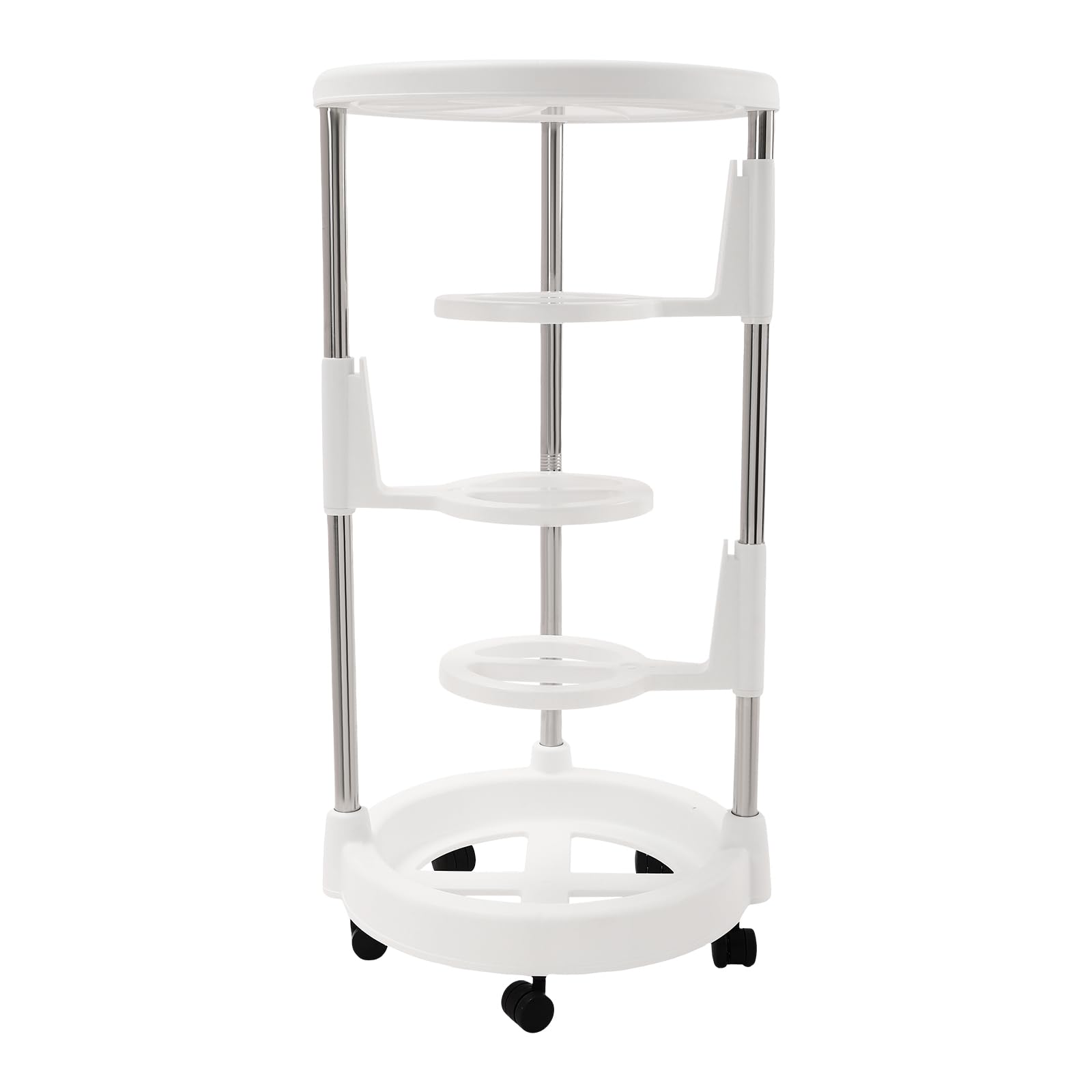 WooDerson Carro de cocina giratorio 360°, 43 x 70 cm, con ruedas de 4 niveles, redondo, para aulas, dormitorios, cafés (blanco)
