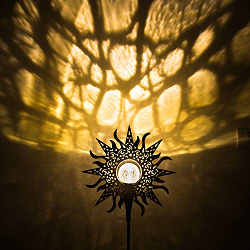 Homeimpro Sun Solar Lights Garden Outdoor,Crackle Glass Globe Stake Lights,Waterproof LED Lights for Garden,Lawn,Patio or Courtyard - Thumbnail 6