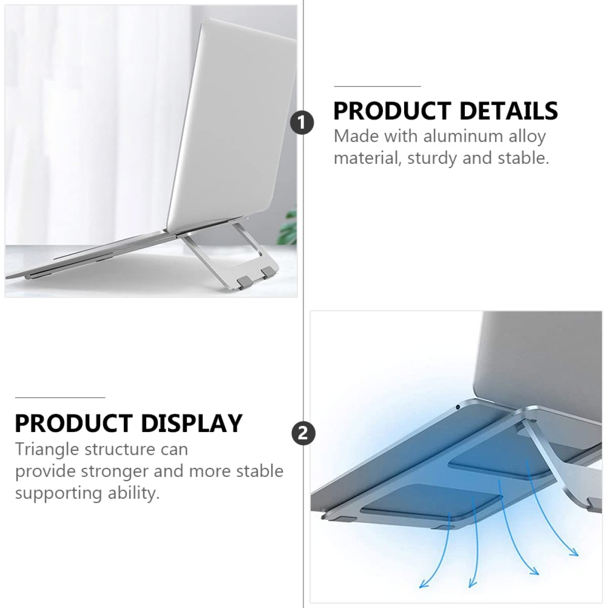Supporto Pieghevole Per Laptop Lega Di Alluminio Supporto Ergonomico Per Notebook Ventilato e Multifunzione Ottimo Per Scrivania e Riduzione Del Cervicale