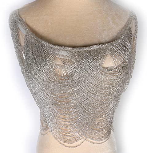 Labellezalady Silver Gold Green Champgane 5 Rows Waves Beaded Fringe Trim Appliques For Wedding Evening Dress Can Be Cut As Trims #TOP2