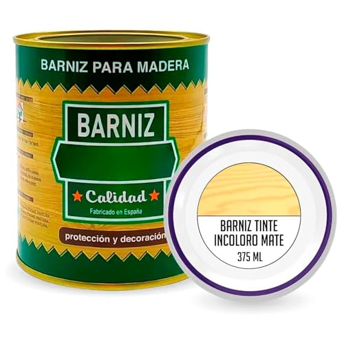 AC - Bote de Barniz para Madera - Fabricado en España - Ideal para todo tipo de Maderas, vigas, cerchas, marcos, etc. - Capacidad de 375 ML - Incoloro Mate
