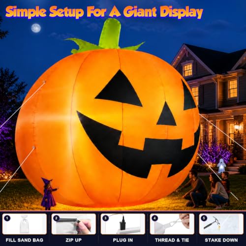 10FT Giant Halloween Inflatables Decoration Outdoor Pumpkin - image 5