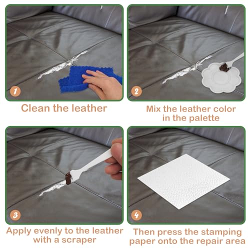 LHOEST Leder Flüssigleder Reparatur Set, Kunstleder Reparaturset Mit 2 Schwamm Passend für 6 Lederfarbe, Lederreparaturset, Lederreparatur Creme für Autositze Sofas Lederjacke Schuhe Mäntel