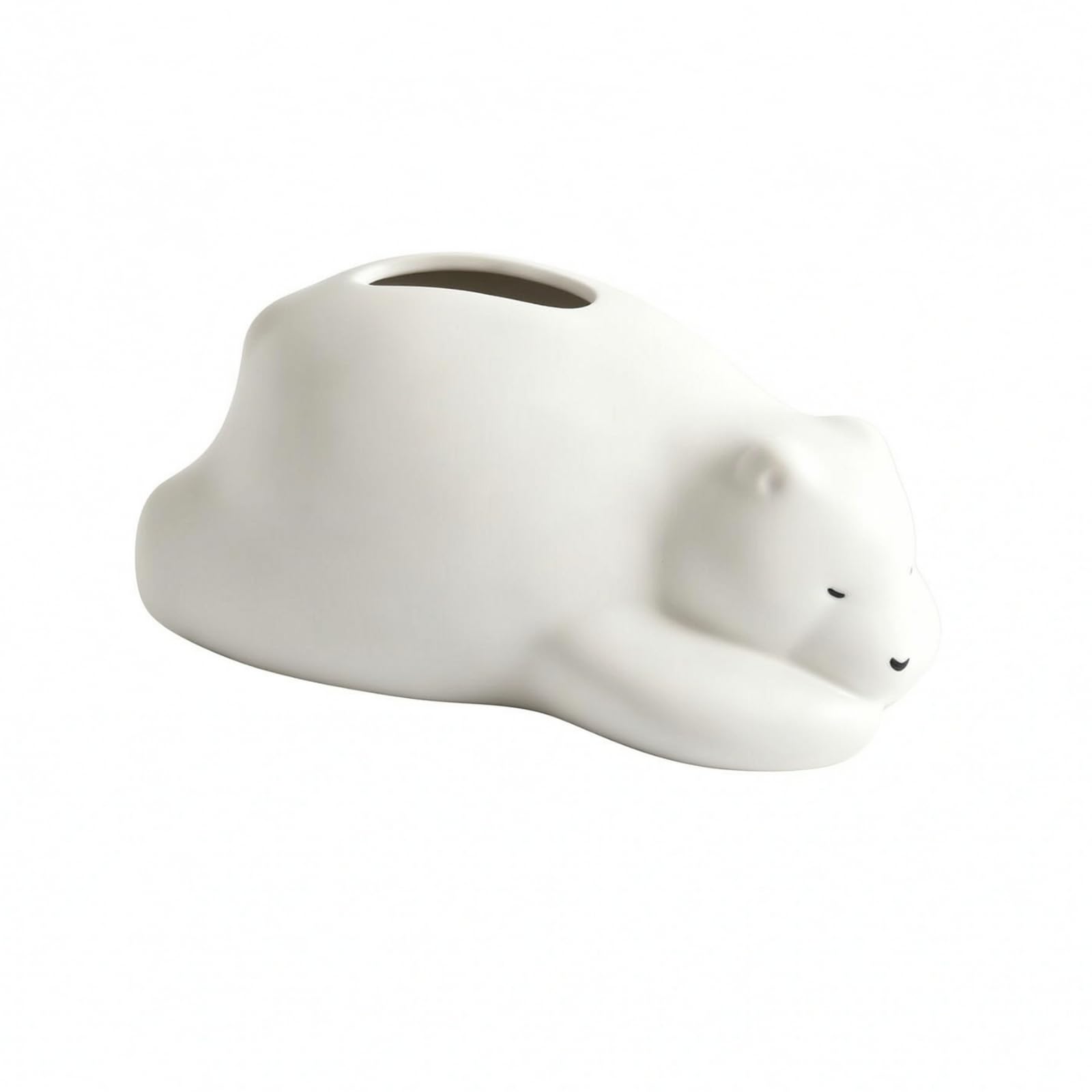 Soporte Pañuelos con Forma Ártico Reclinado Morno Dispensador Cerámica con Figura Ártico Resguardado Polvo para Escritorio