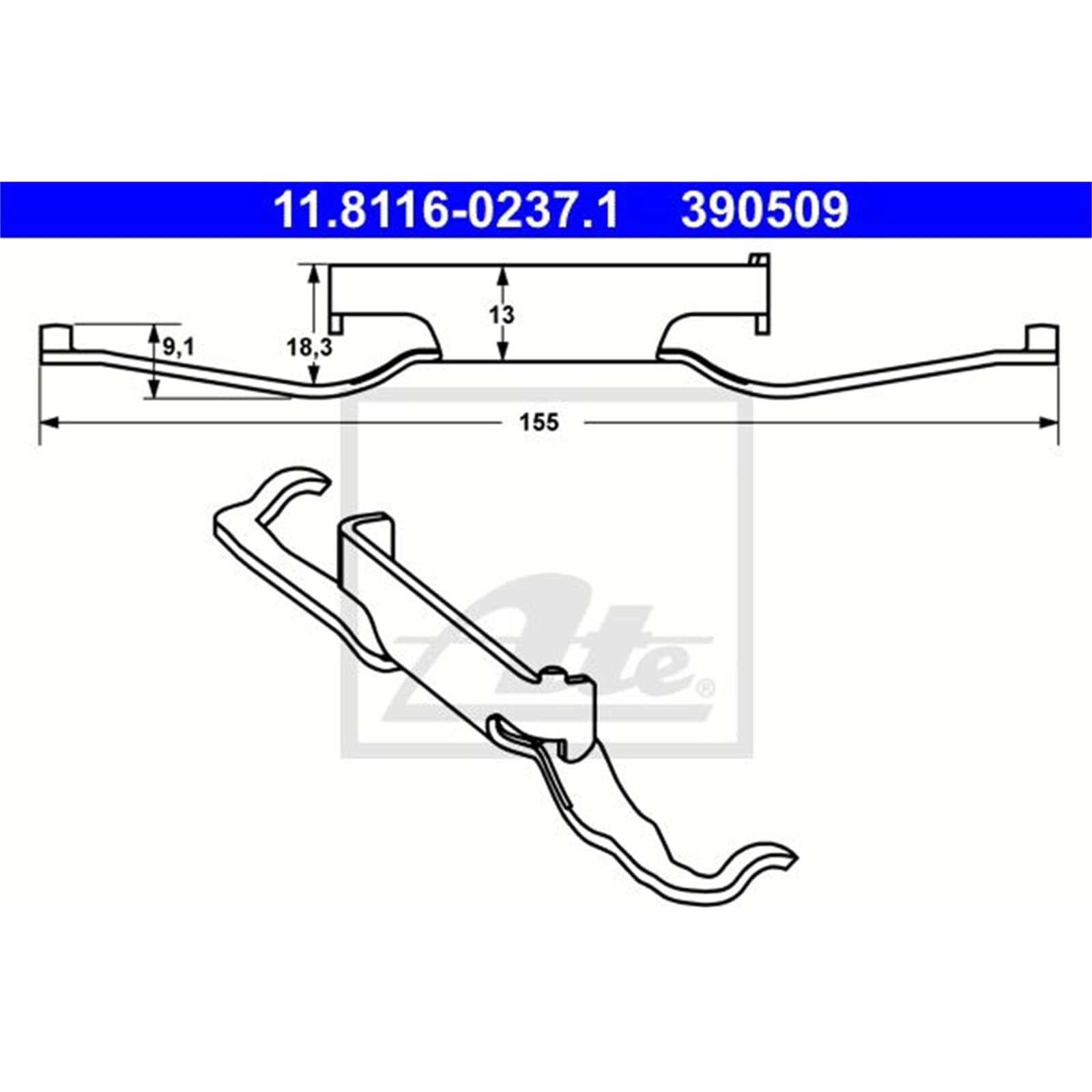 Ressort D'étrier De Frein ATE 11.8116-0410.2 - Compatible Audi A6 2004-2011 Avant - Neuf, Stock UK