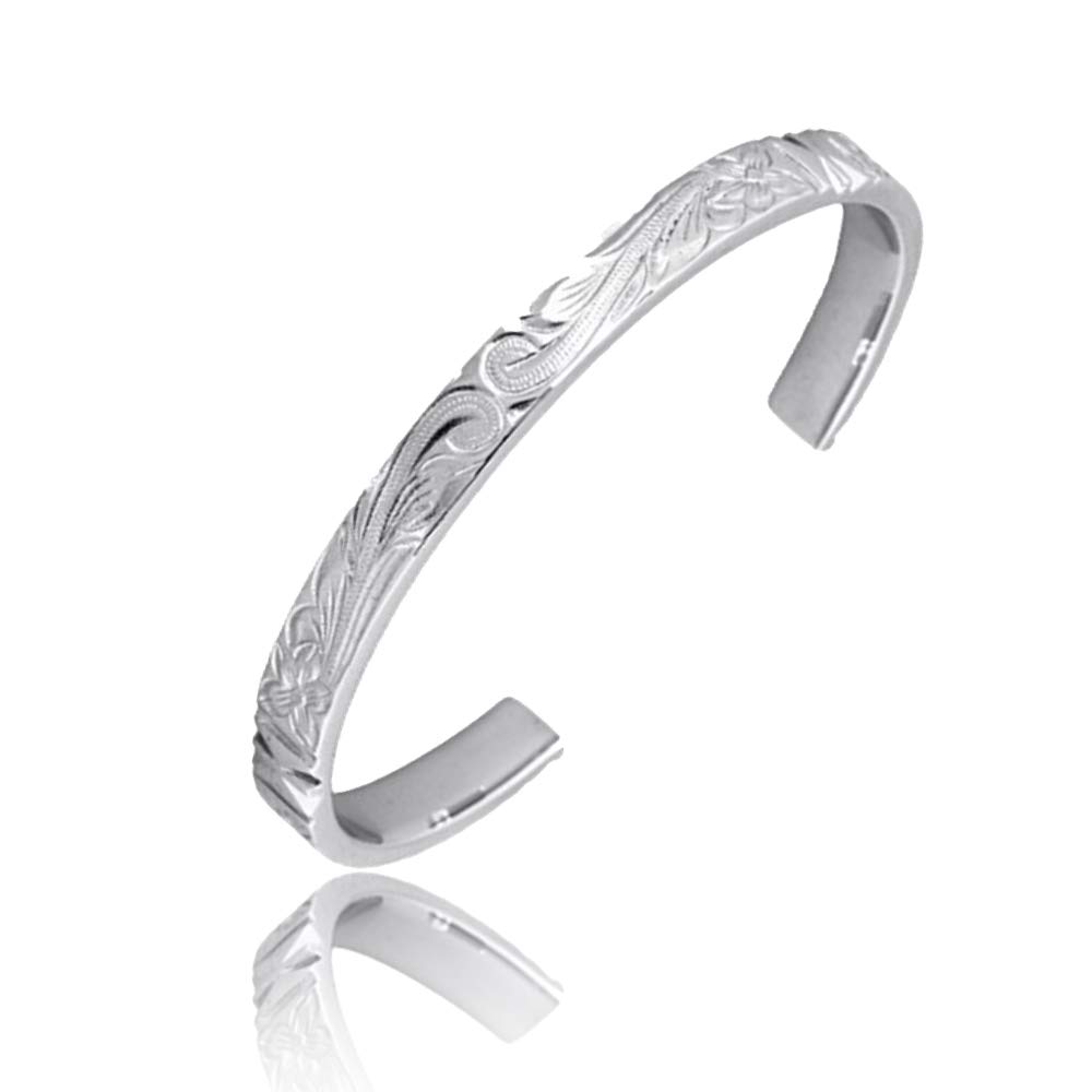 Austaras - Bracciale rigido in stile hawaiano, per uomo e donna, One Size, Nichel Metallo Acciaio inossidabile Argento sterling