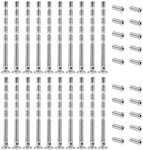 ZHIQIN 20 Piece M4 Door Handle Screw Connecting Bolts & Sleeves for Door Handle Roses Knobs Door Lock and Escutcheons,Nickel Color