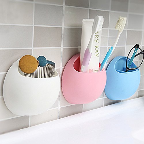 Toothbrush Holder Bathroom Sink Organizer - Practical New Cute Eggs Design Toothbrush Sucker Holder Suction Hooks Cup Organizer Toothbrush Rack Bathroom -Electric Toothbrush Holder (White) #TOP1