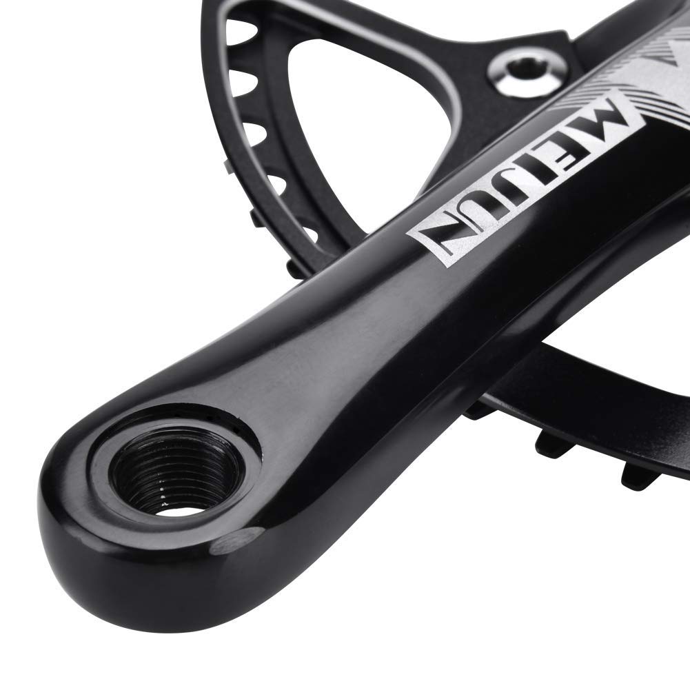 Alomejor Fahrrad Kurbel Set Fahrrad Kurbelgarnitur Aluminiumlegierung Kurbel Set Integral Single Speed ??Kurbel Set f¨¹r Outdoor Mountainbike Radfahren(Schwatz)