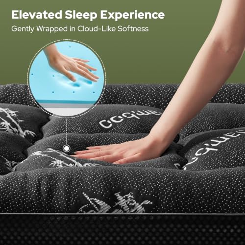 Image of BEDLORE 4 Inch Memory Foam Mattress Topper Twin XL for College Dorm Room Essentials, 2-in-1 Dual Layer Design (2 inch Gel Memory Foam + 2 inch Plush Pillow Top Cover) Mattress Topper Medium Firm(Dark Gray)