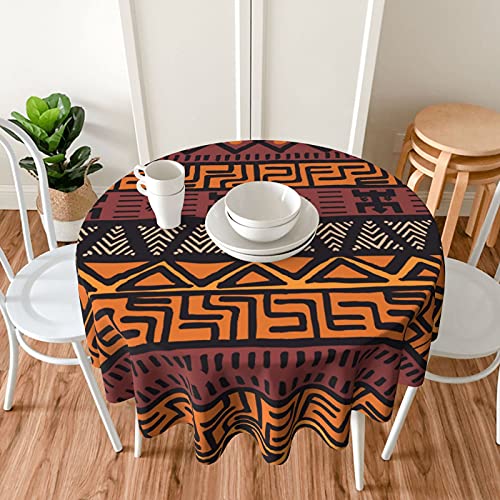 Jekydosd African Mud Cloth Tribal Printed Round Table Cloths - 60 Inch Spill Proof Washable Polyester Tablecloth Water Resistant For Outdoor Picnic Kitchen And Holiday Dinner Party #TOP6