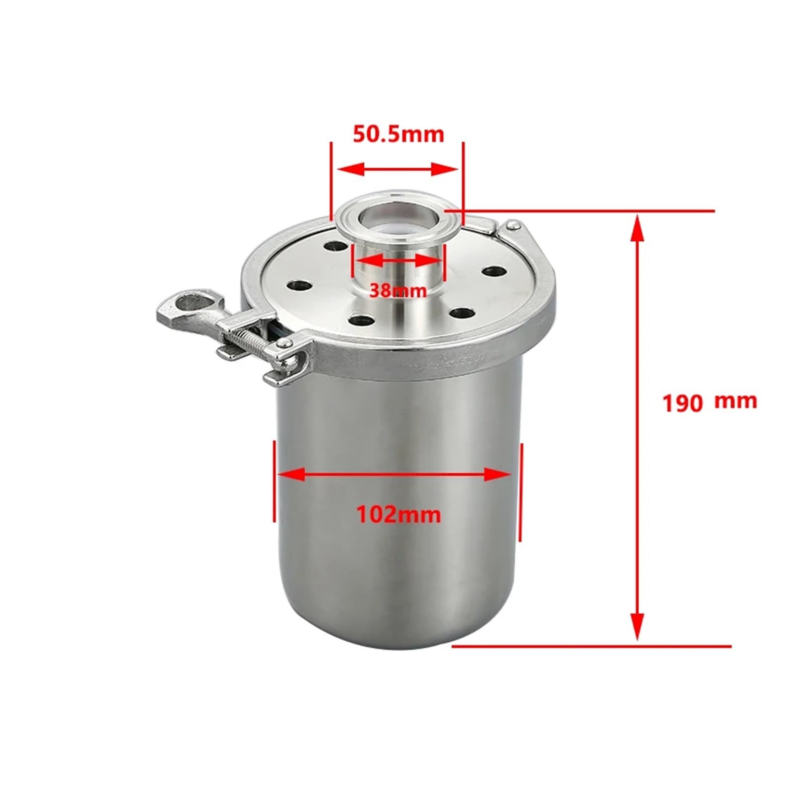 Atemschutzmaske aus Edelstahl 304 mit Tri-Clamp-Luftventil und hygienischer Sterilisations-Atemschutzmaske(TC50.5mm x 102mm,0.22um PP)